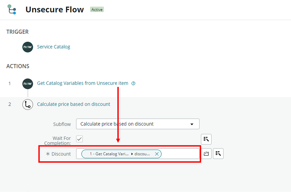 Backend Flow calculates the price based on the client validated value