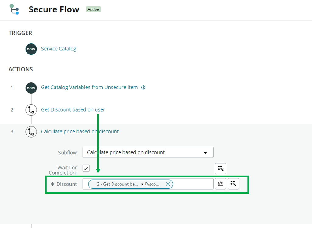 Backend Flow retrieves the discount itself and does not rely on the client validation