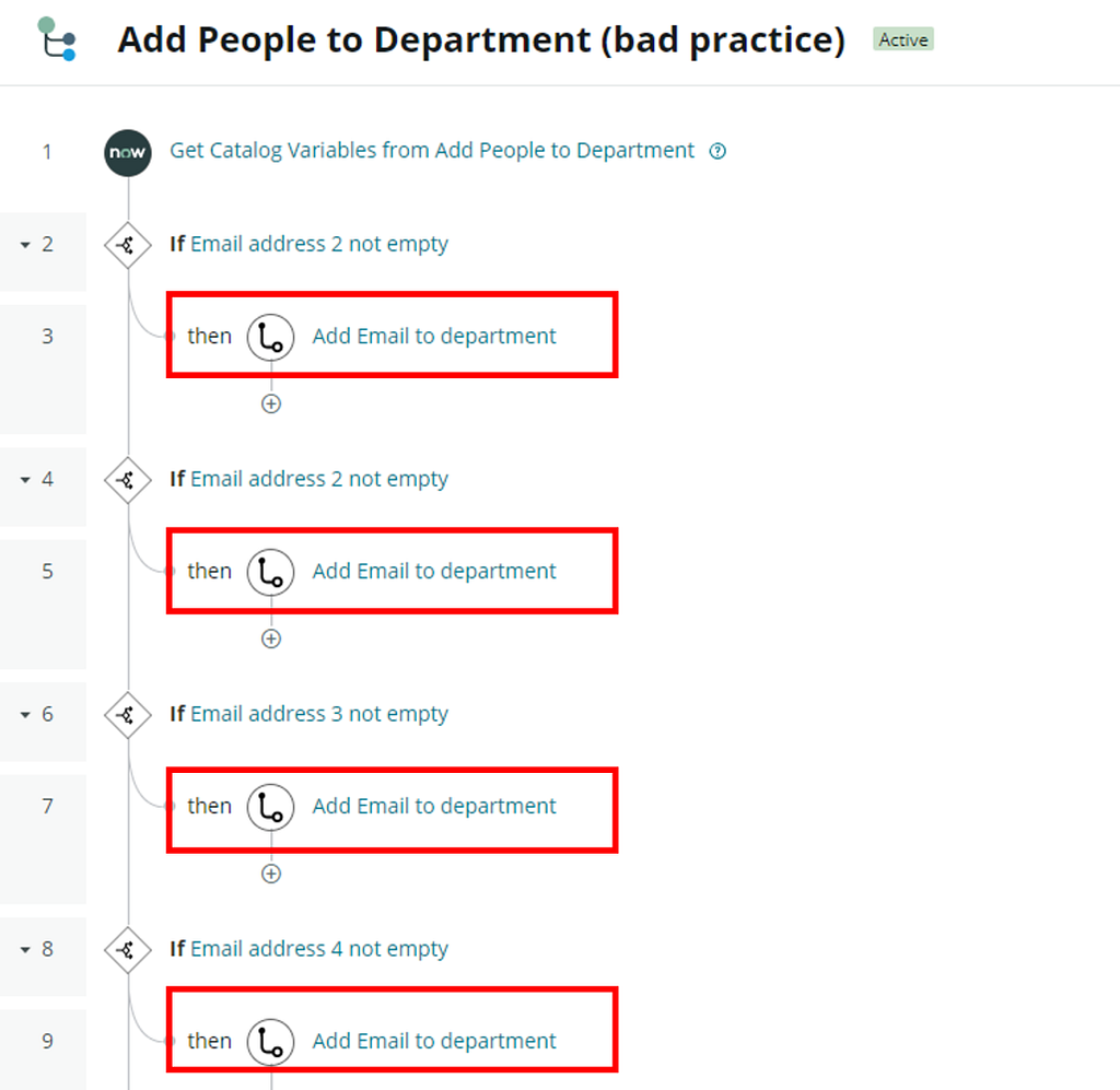 For each variable an individual flow setp must be added