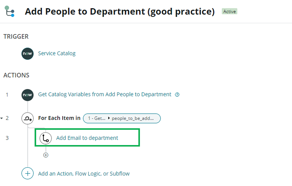 The “for each” functionality of Flow Designer can be leveraged to configure only one step